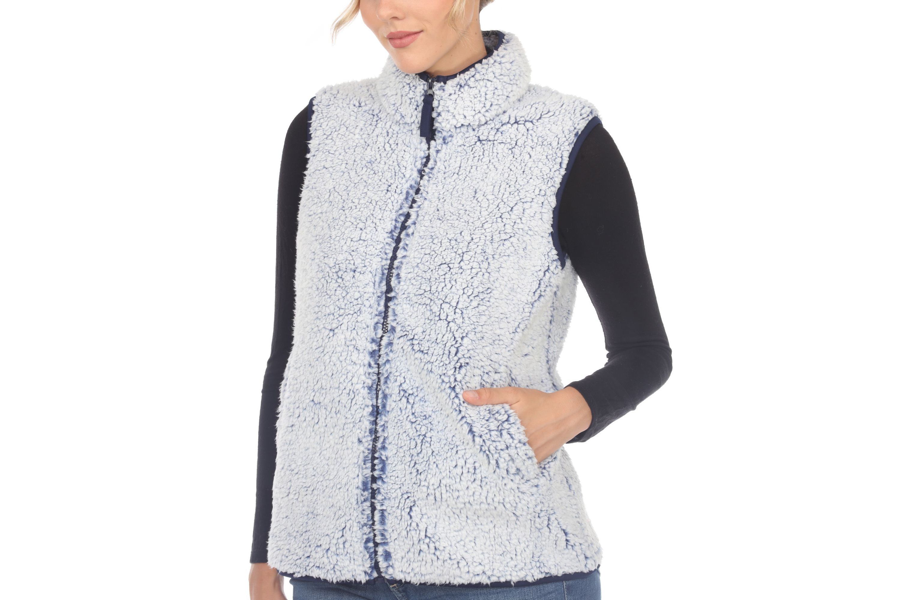 Womens Zip up sherpa vest