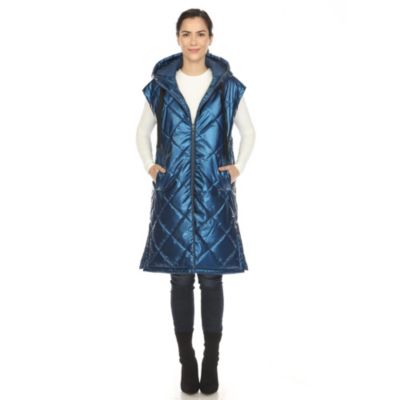 White Mark Women's Metallic Long Puffer Vest