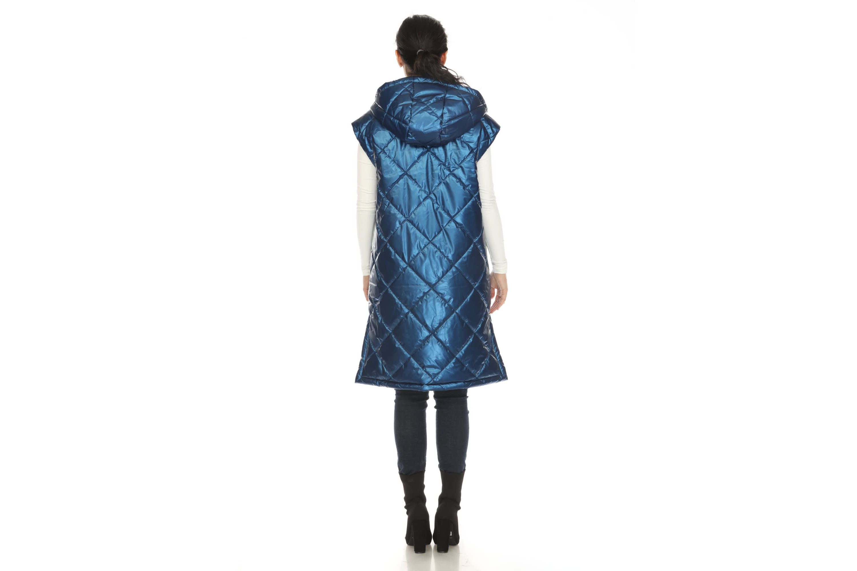 Metallic Long Puffer Vest