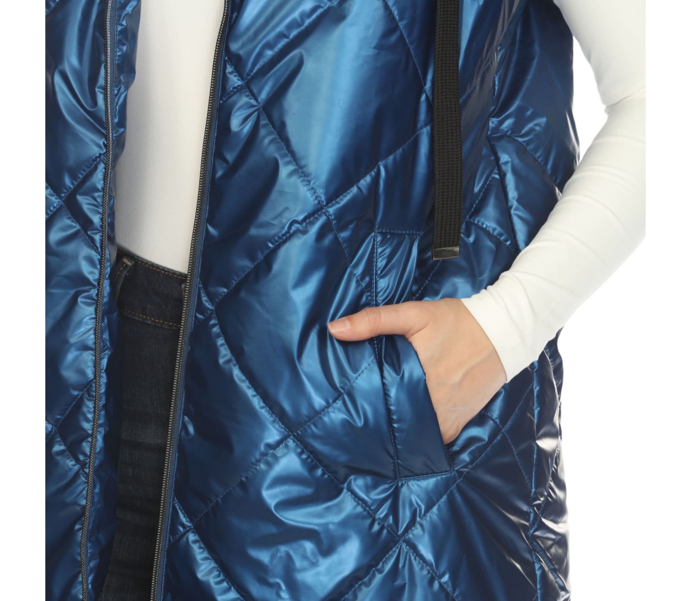 Metallic Long Puffer Vest