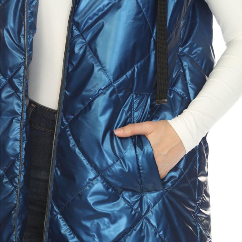 Metallic Long Puffer Vest