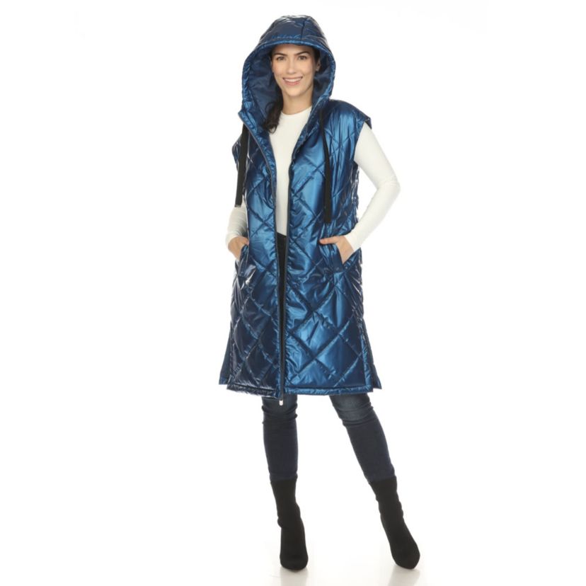Metallic Long Puffer Vest