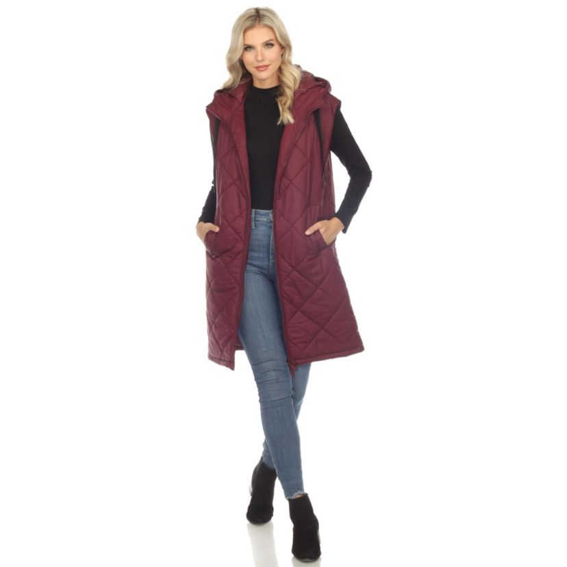 Diamond Quilted Hooded Puffer Vest