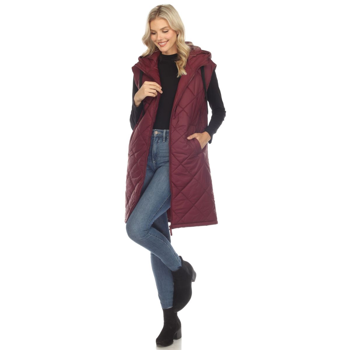 Diamond Quilted Hooded Puffer Vest