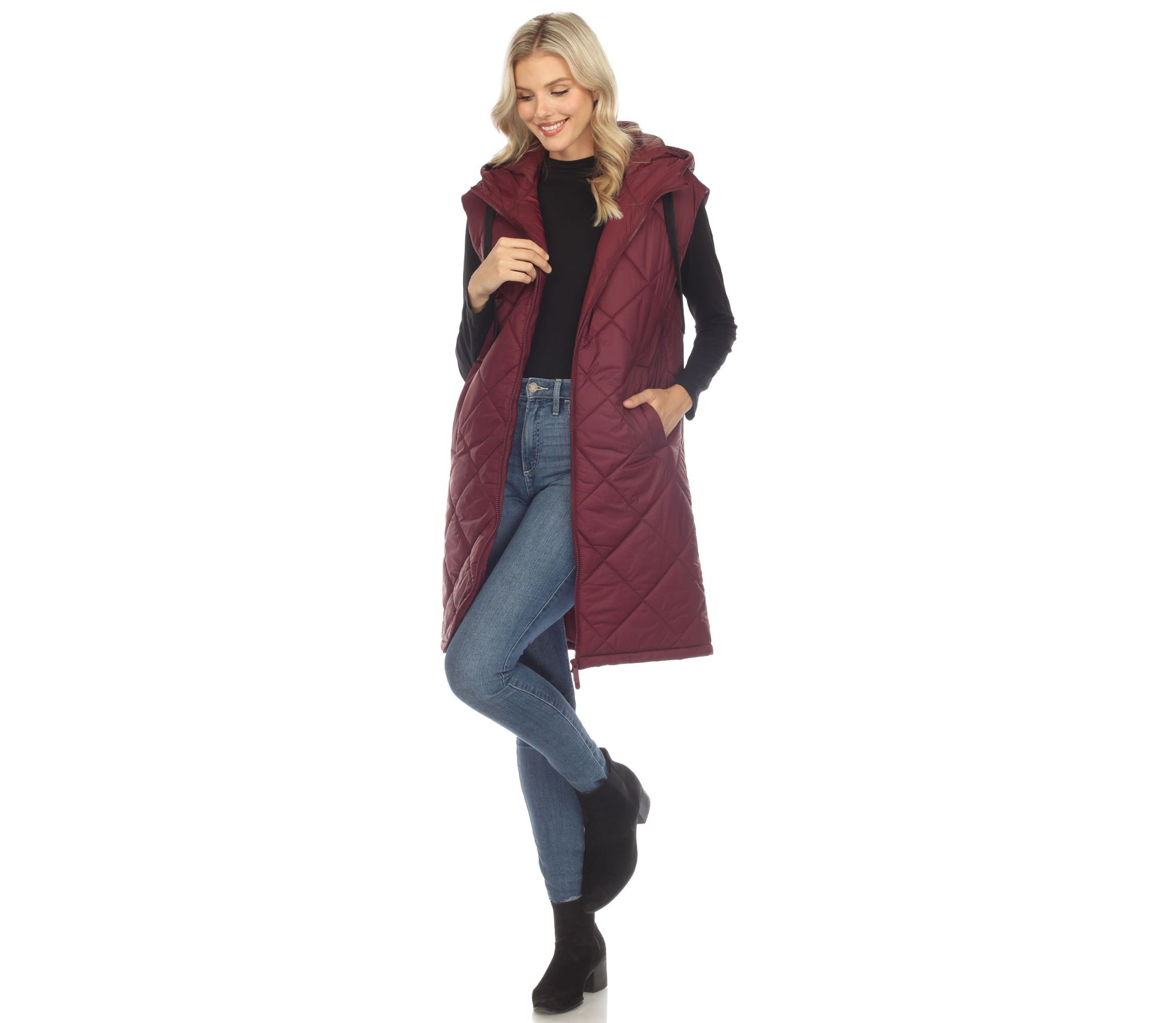 Diamond Quilted Hooded Puffer Vest