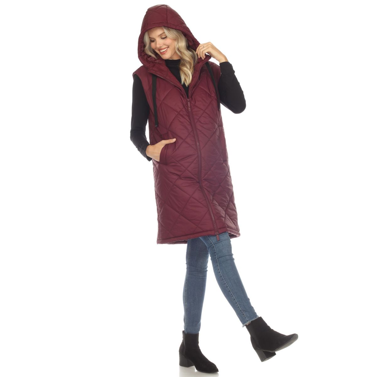 Diamond Quilted Hooded Puffer Vest