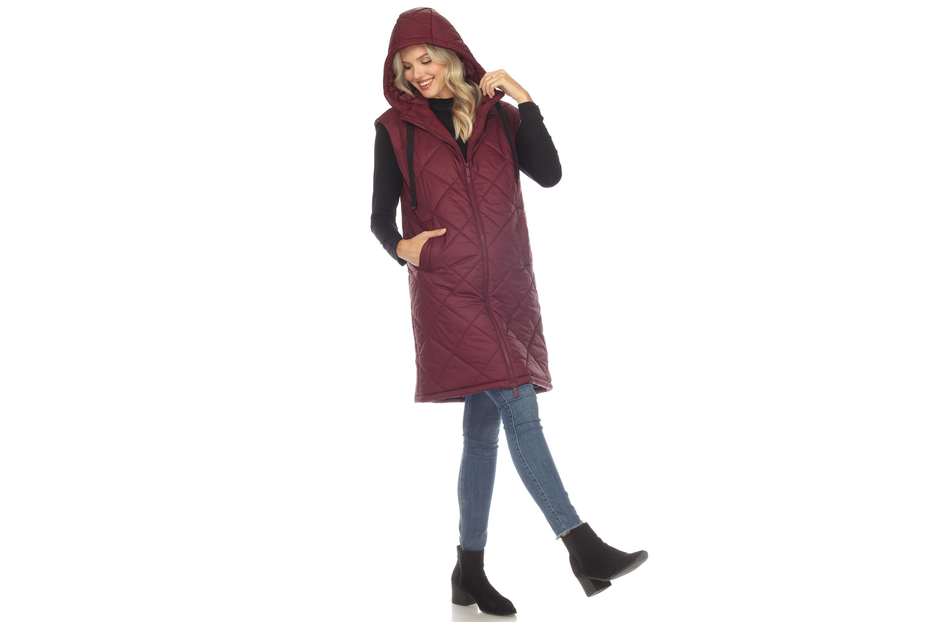 Diamond Quilted Hooded Puffer Vest