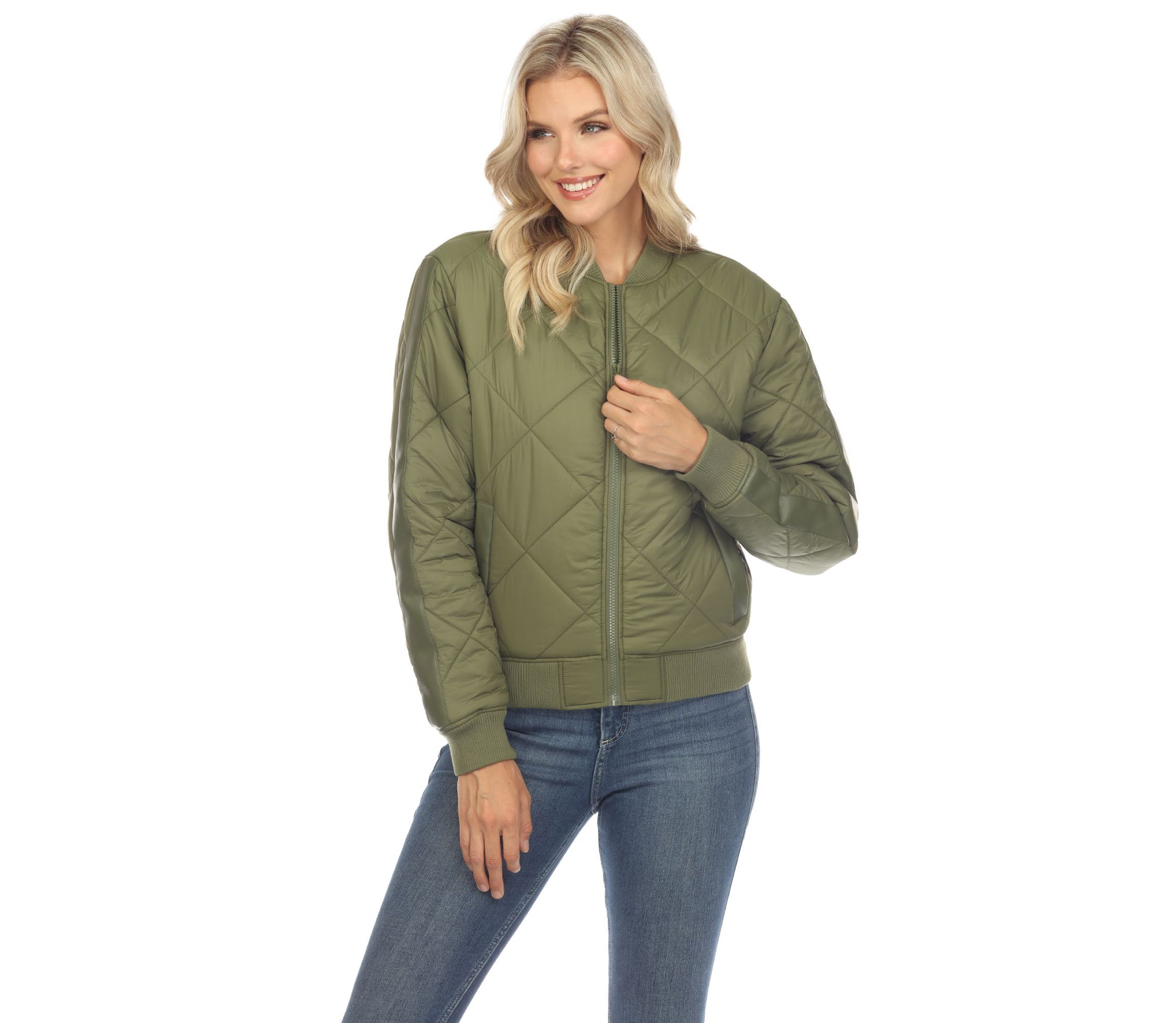 Lightweight Diamond Quilted Puffer Bomber Jacket