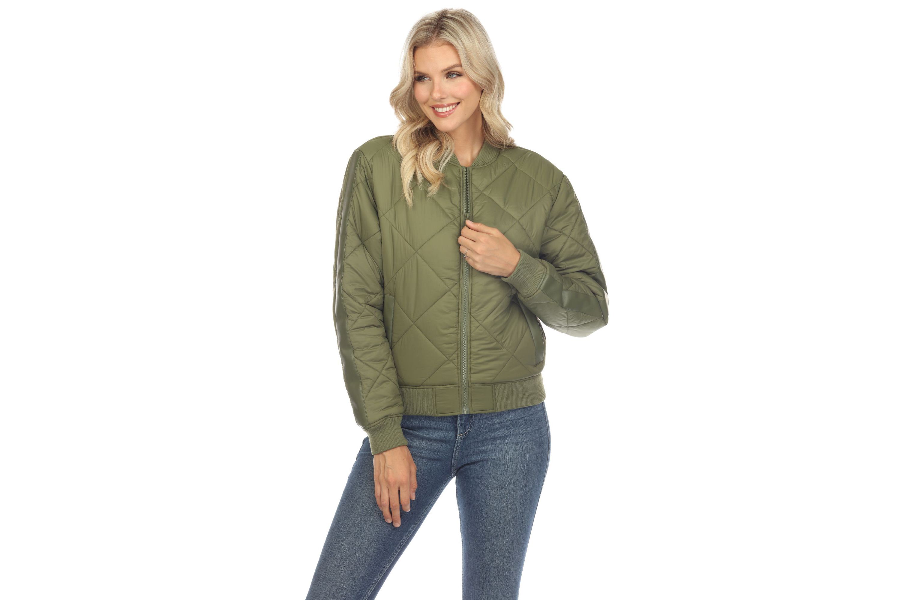 Lightweight Diamond Quilted Puffer Bomber Jacket