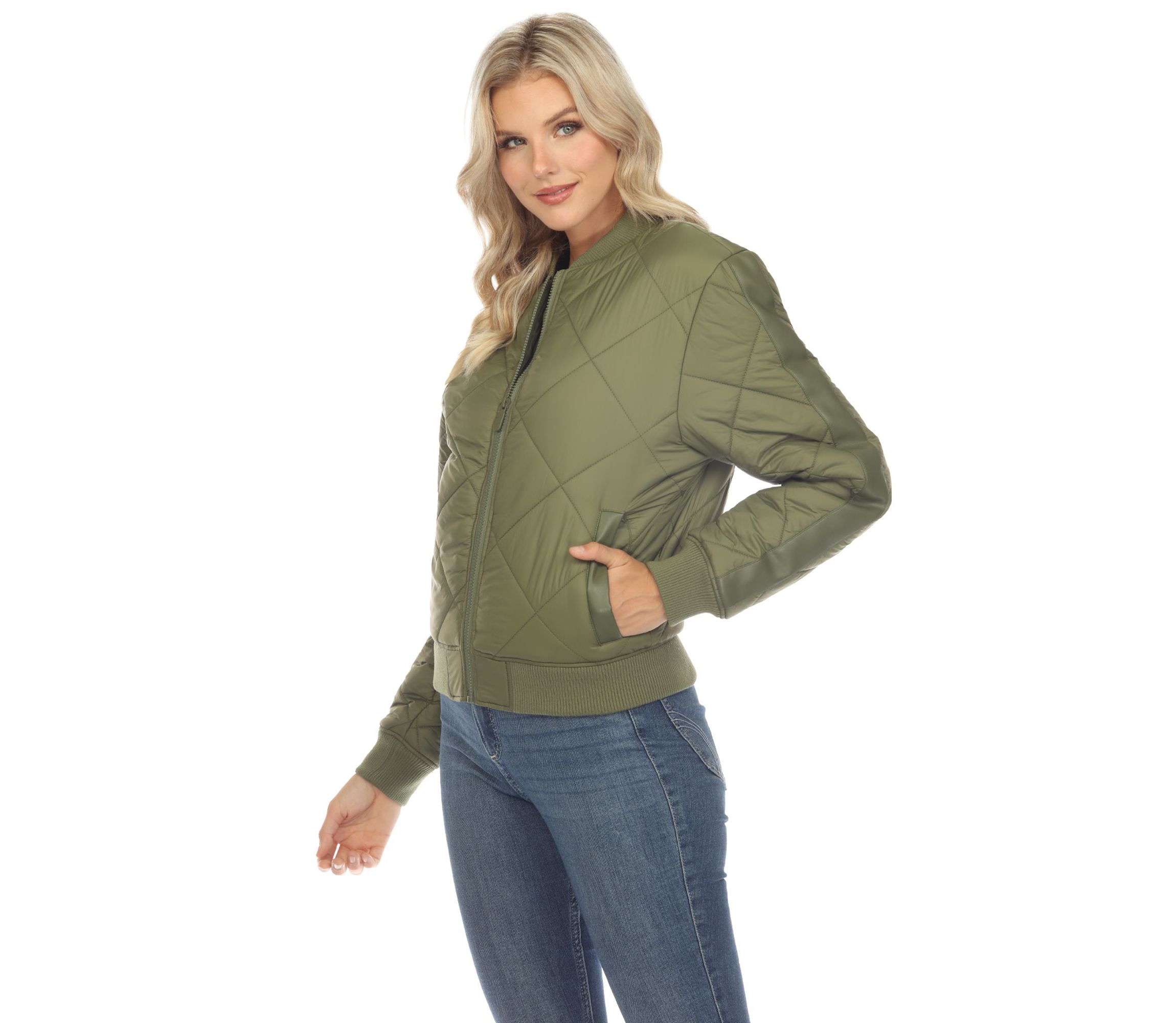 Lightweight Diamond Quilted Puffer Bomber Jacket