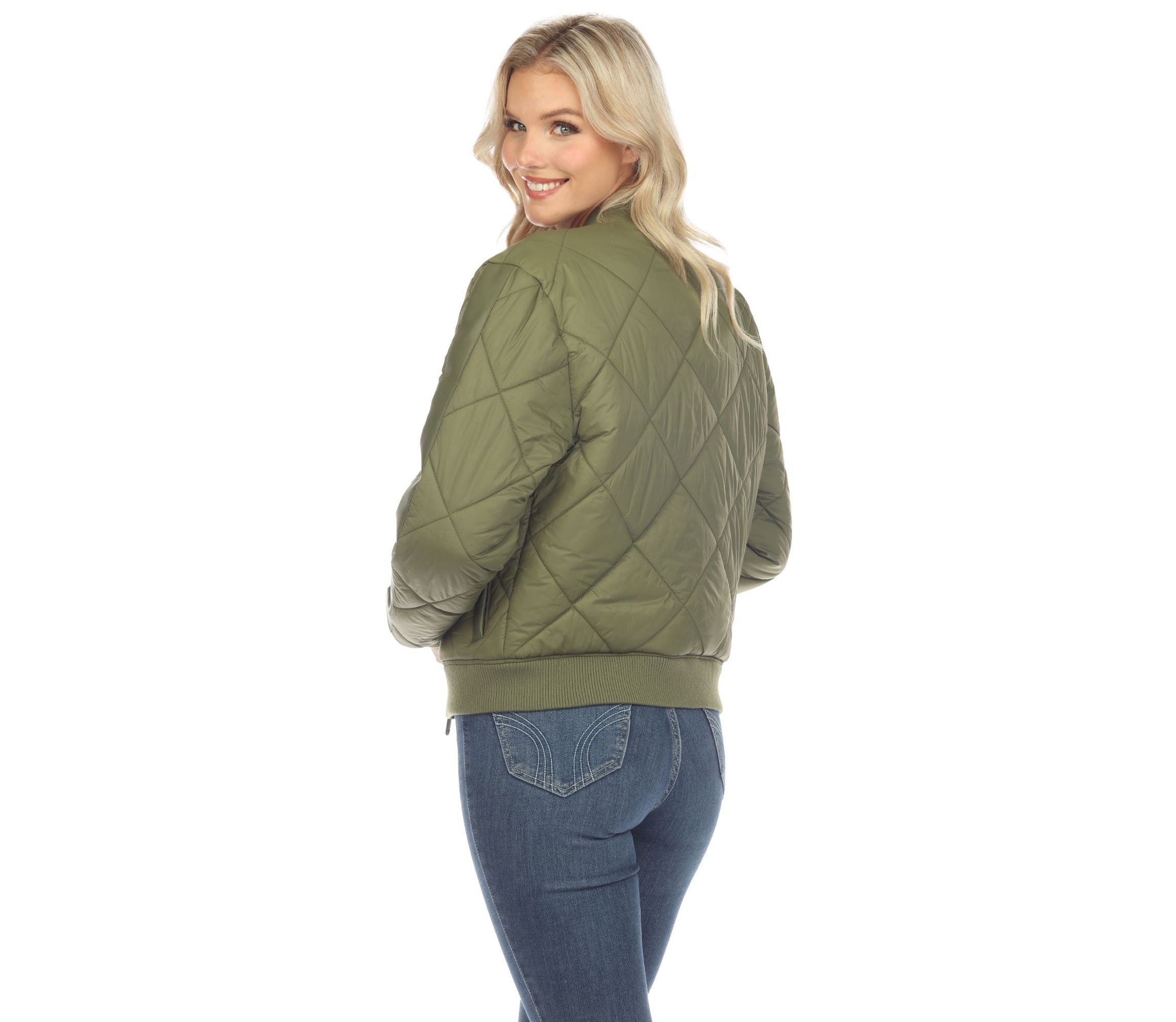 Lightweight Diamond Quilted Puffer Bomber Jacket