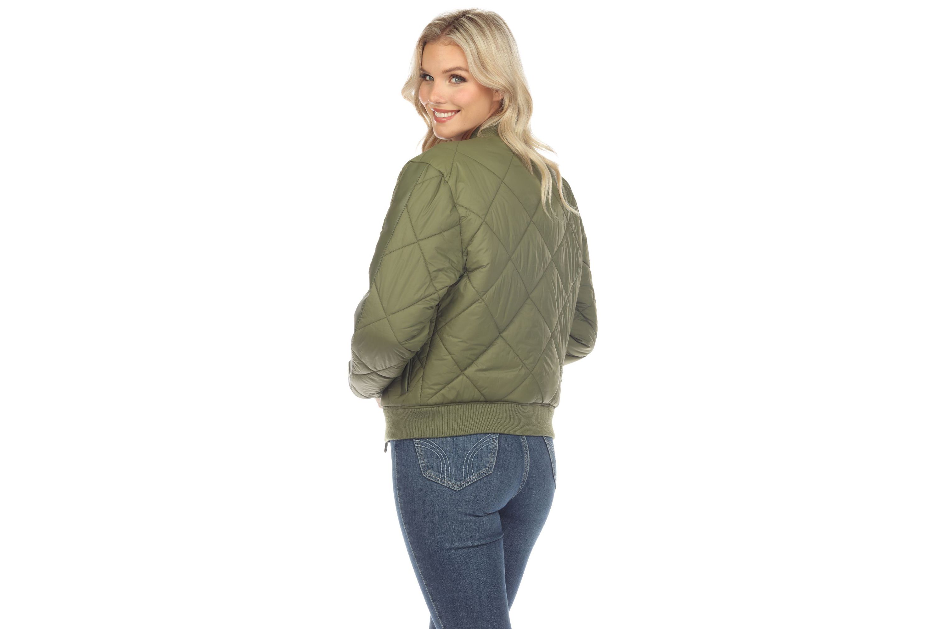 Lightweight Diamond Quilted Puffer Bomber Jacket