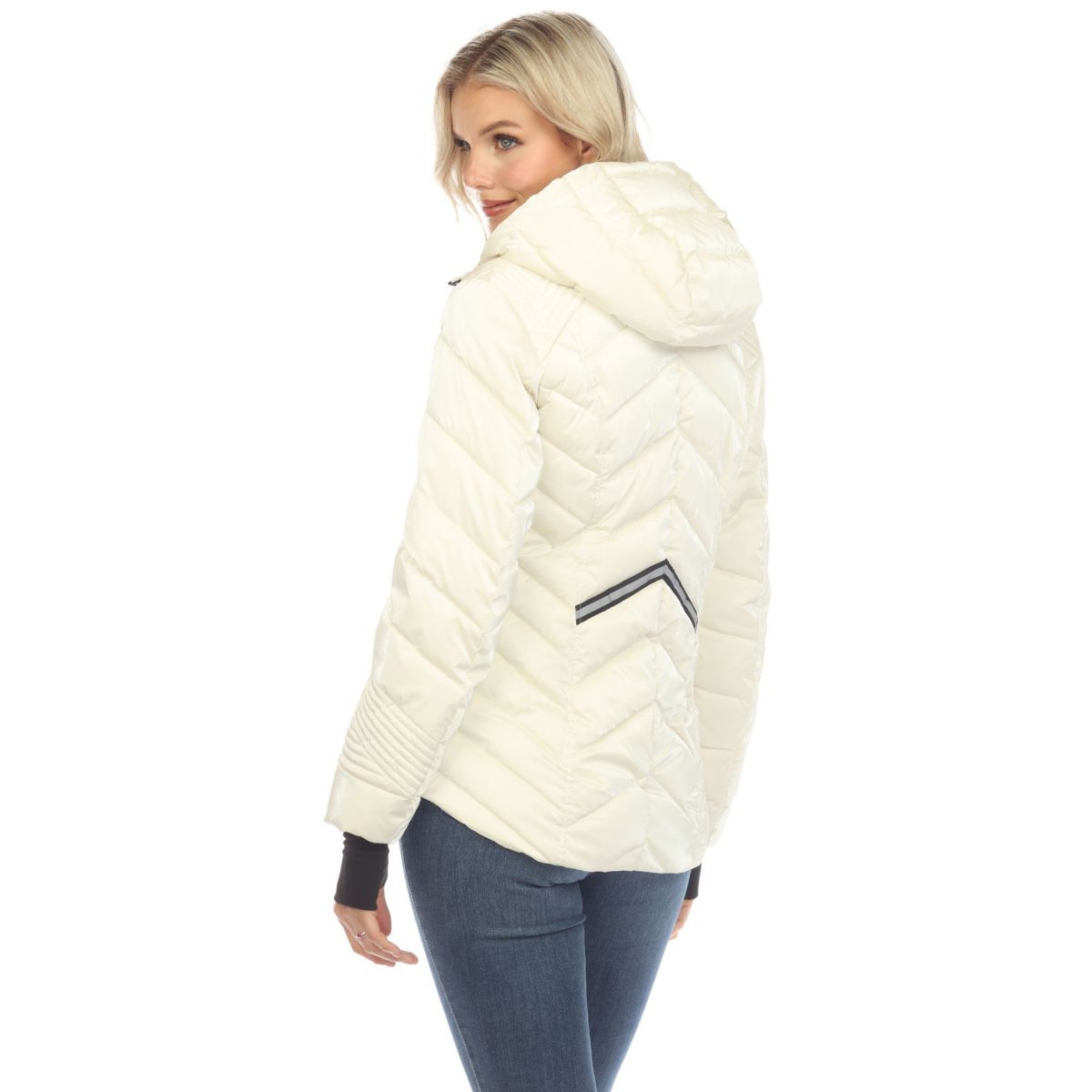 Midweight Quilted Contrast With Thumbholes Hooded Jacket