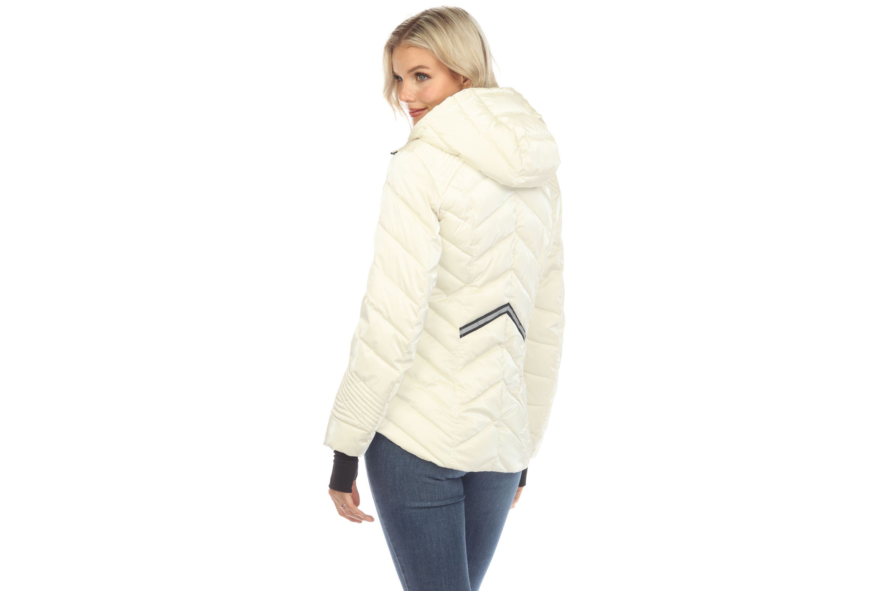 Midweight Quilted Contrast With Thumbholes Hooded Jacket