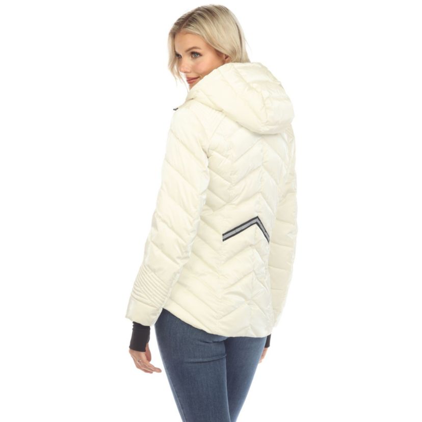 Midweight Quilted Contrast With Thumbholes Hooded Jacket