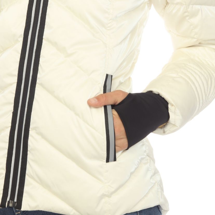 Midweight Quilted Contrast With Thumbholes Hooded Jacket