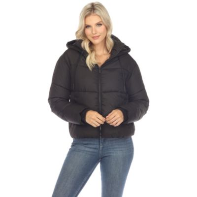 Full Front Zip Hooded Bomber Puffer Jacket