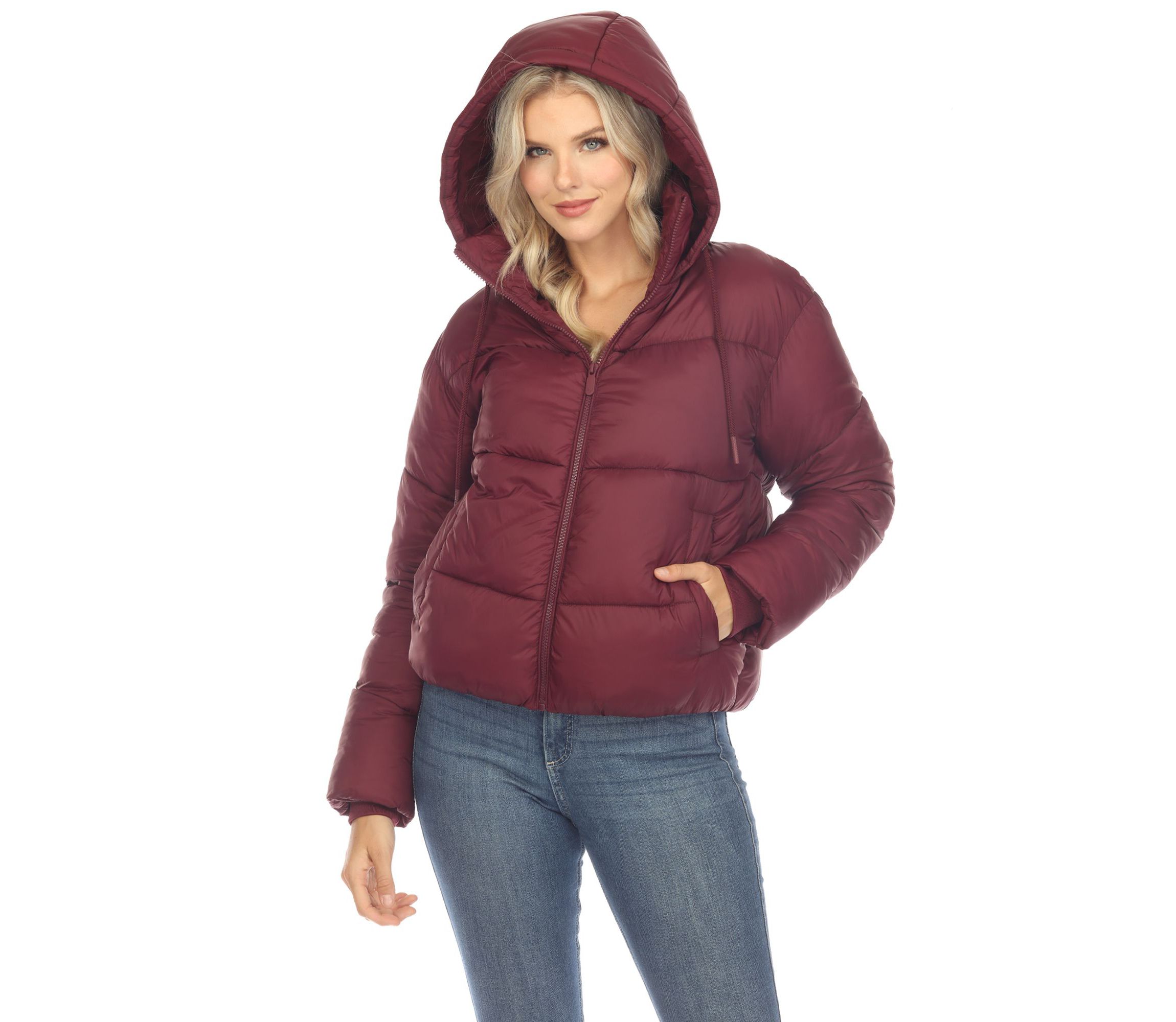 Full Front Zip Hooded Bomber Puffer Jacket