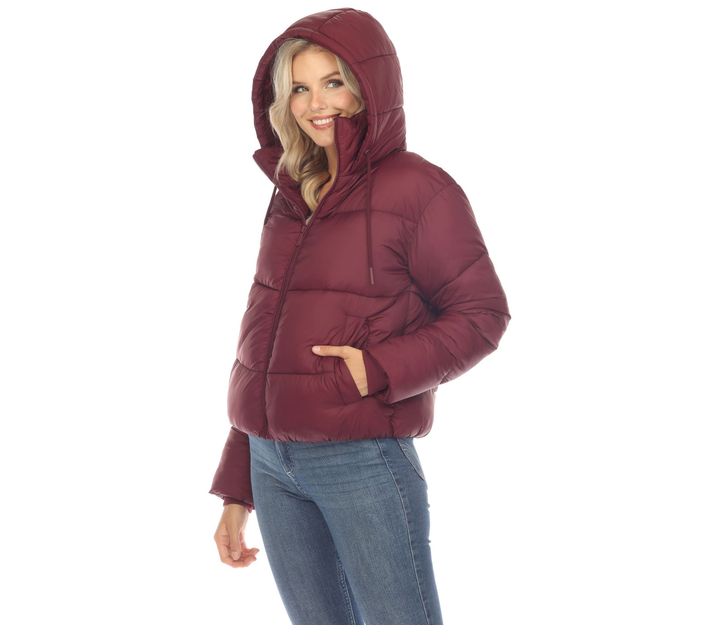 Full Front Zip Hooded Bomber Puffer Jacket