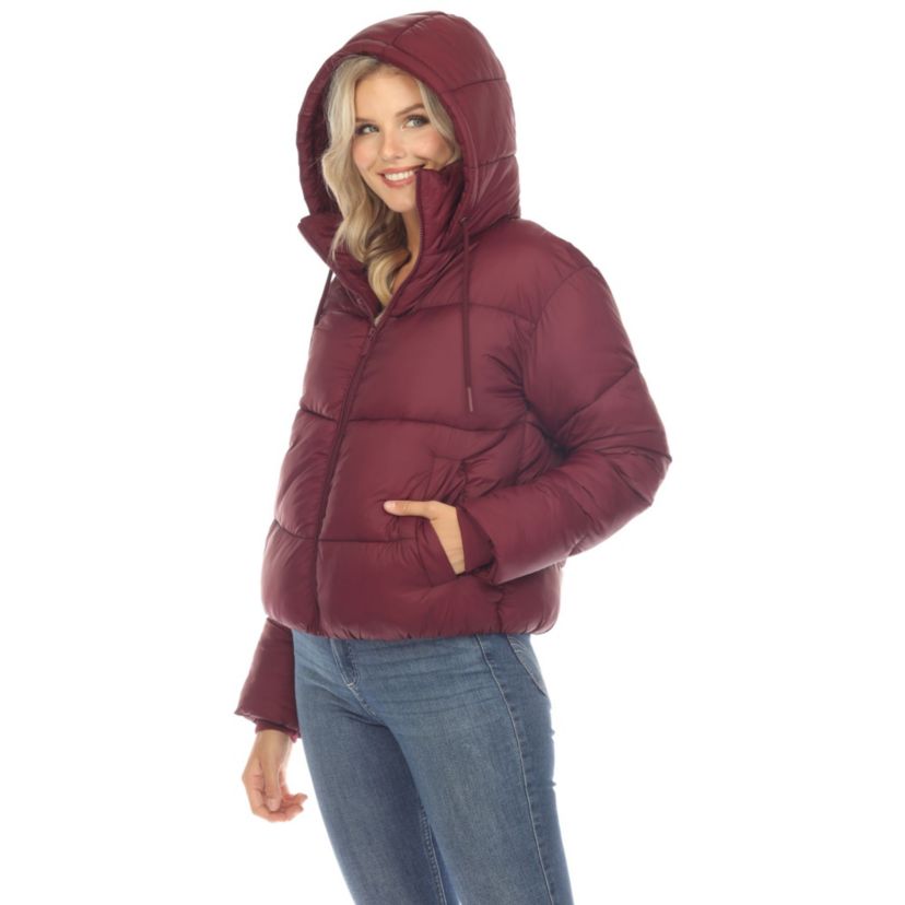 Full Front Zip Hooded Bomber Puffer Jacket