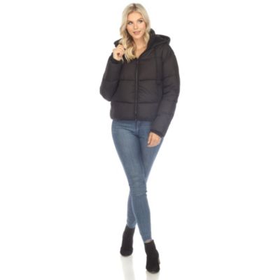 Full Front Zip Hooded Bomber Puffer Jacket