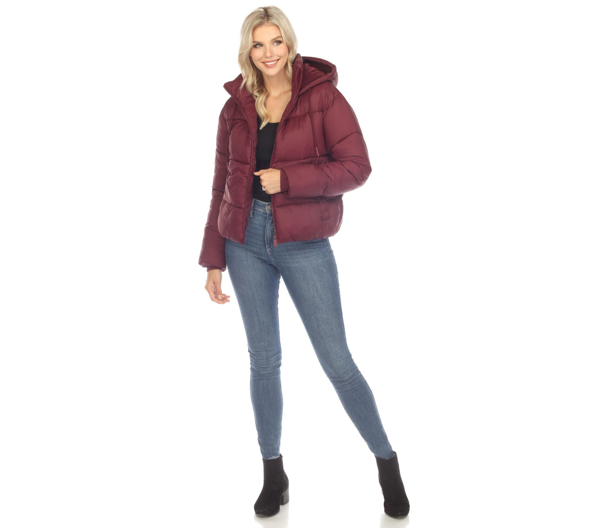 Full Front Zip Hooded Bomber Puffer Jacket