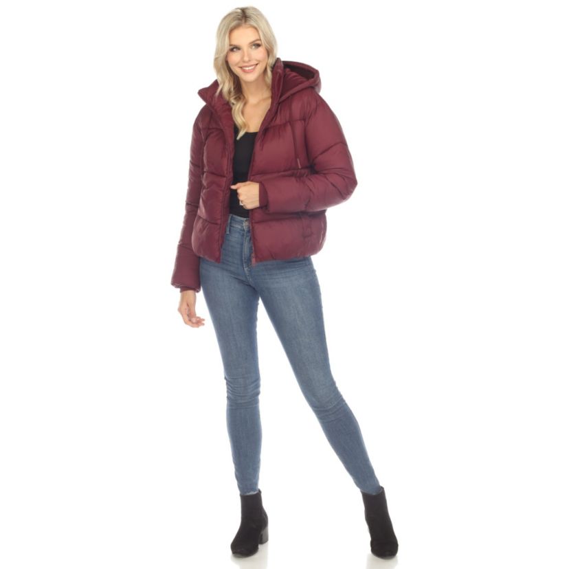 Full Front Zip Hooded Bomber Puffer Jacket