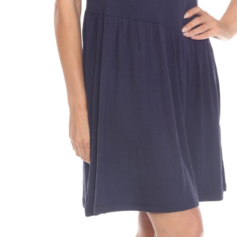 Womens Asymmetrical Waist and Short Sleeve Swing Dress