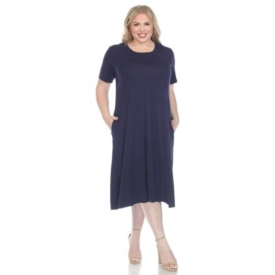 White Mark Women's Long Sleeve Tiered Midi Shirt Dress