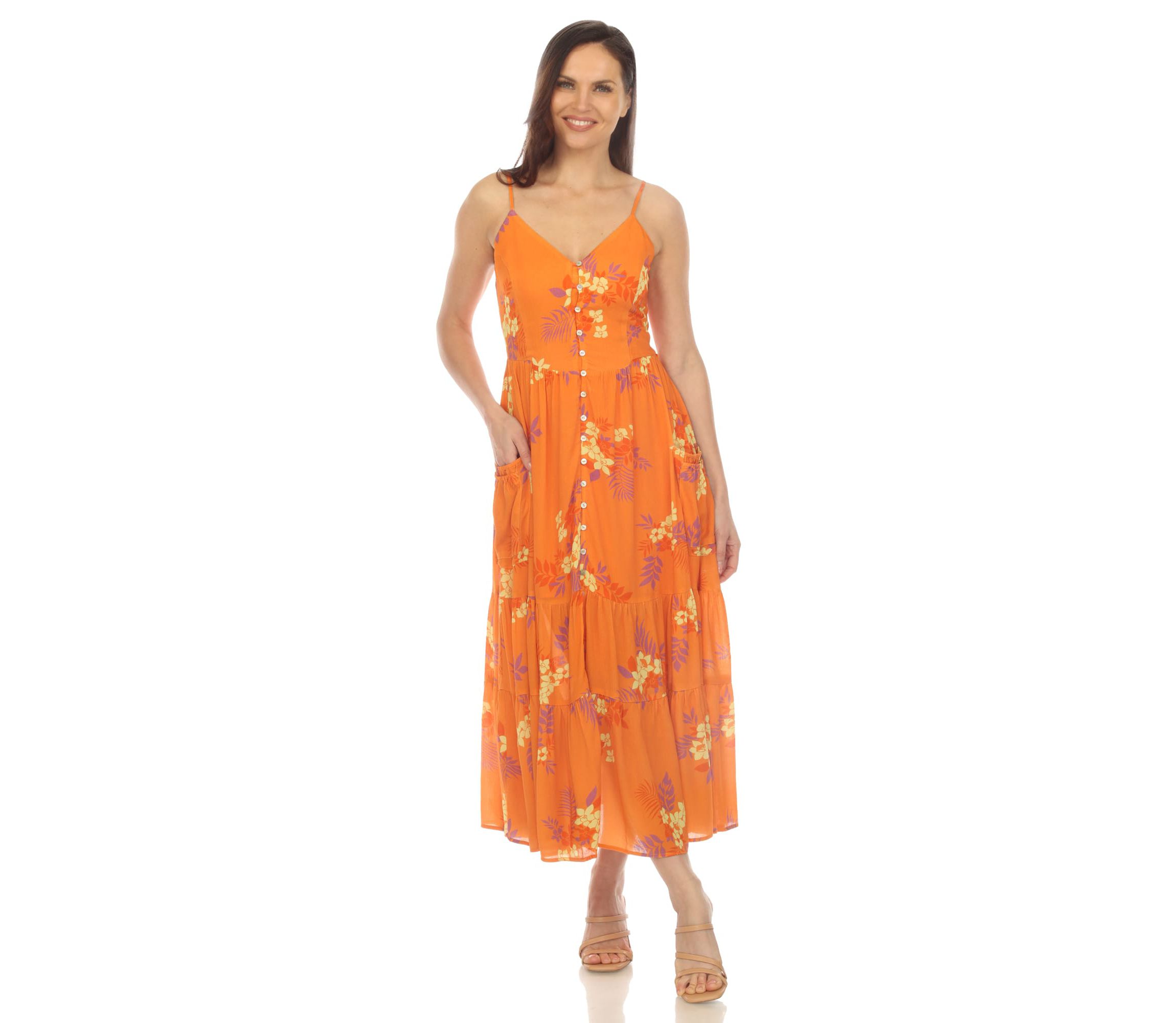 V-Neck Floral Print Maxi Dress
