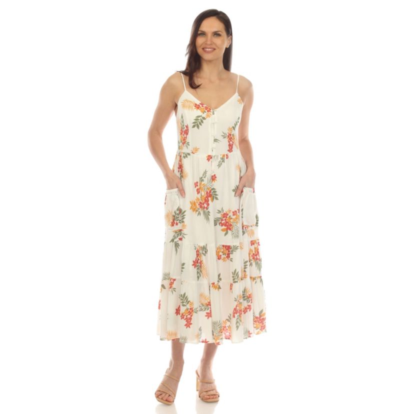 V-Neck Floral Print Maxi Dress