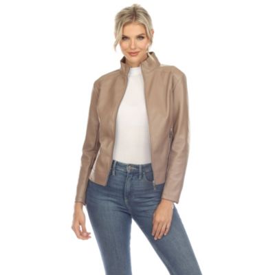 Petite Women's Solid Vegan Leather Jacket