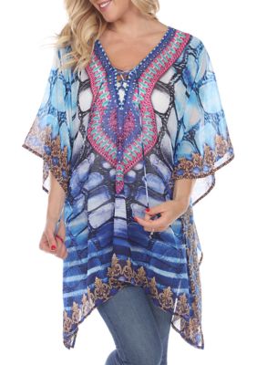 Women's Animal Print Caftan with Tie-up Neckline