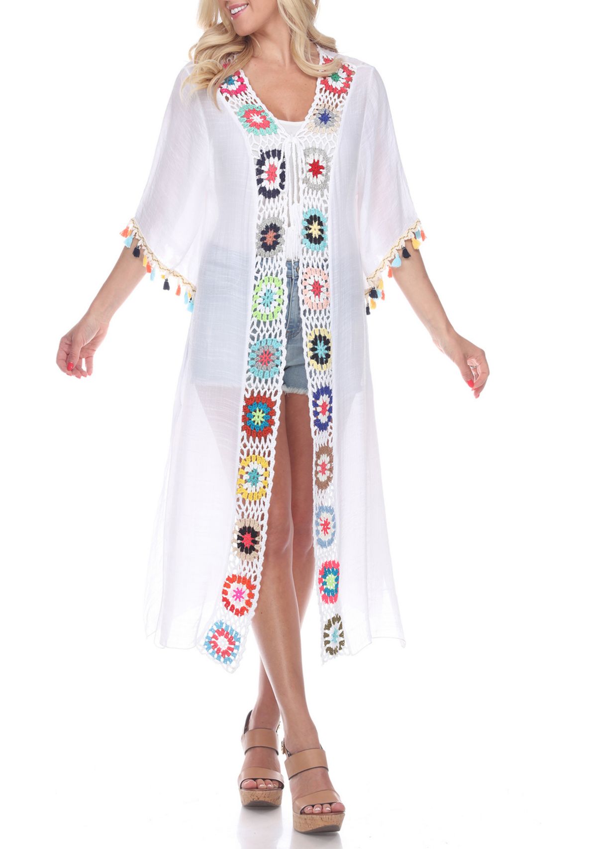 Womens Crochet Kimono Cover-Up