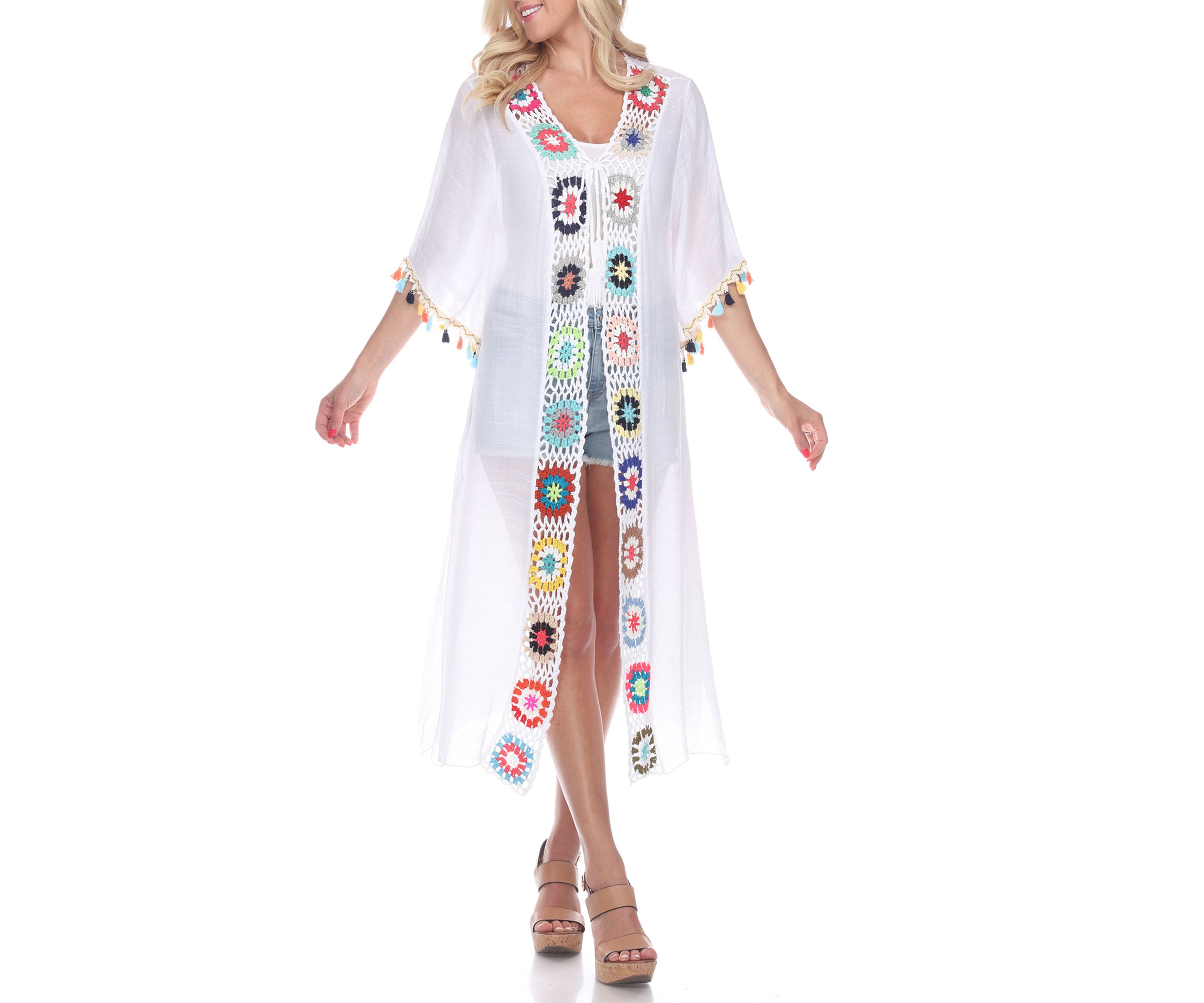 Womens Crochet Kimono Cover-Up