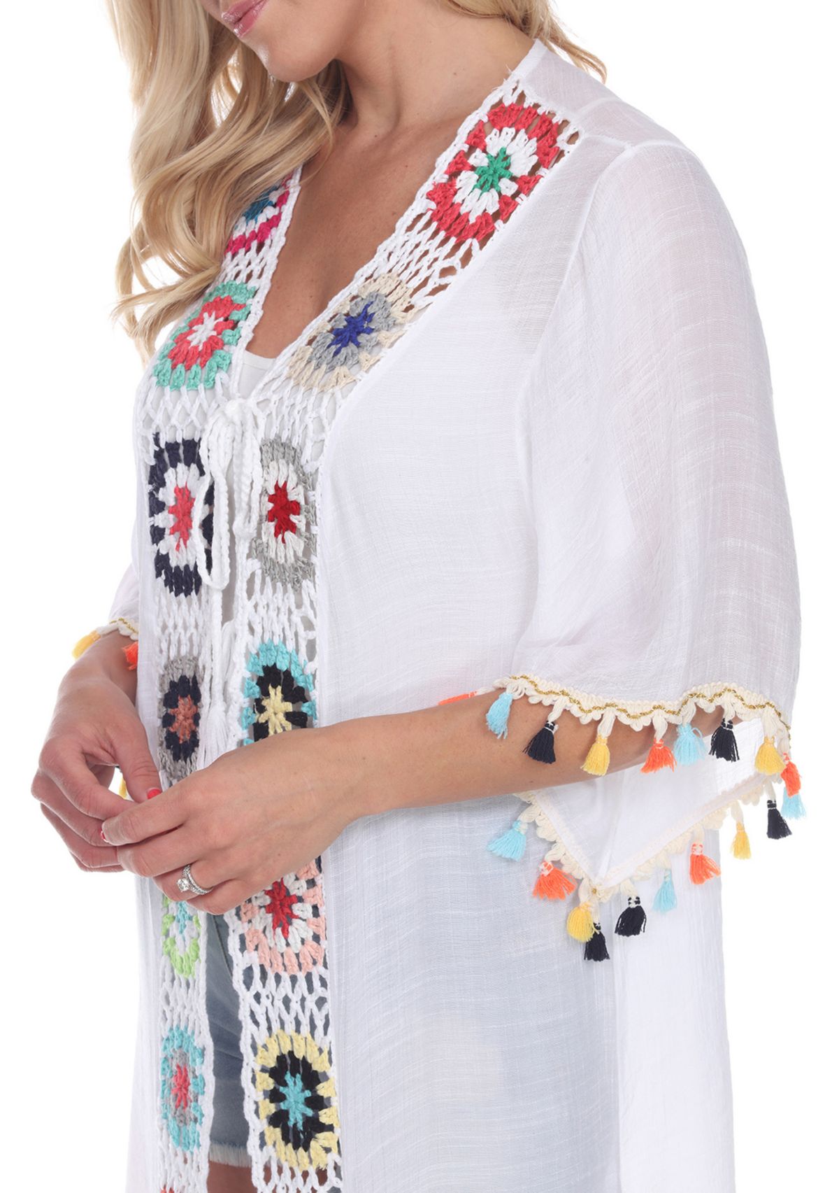 Womens Crochet Kimono Cover-Up