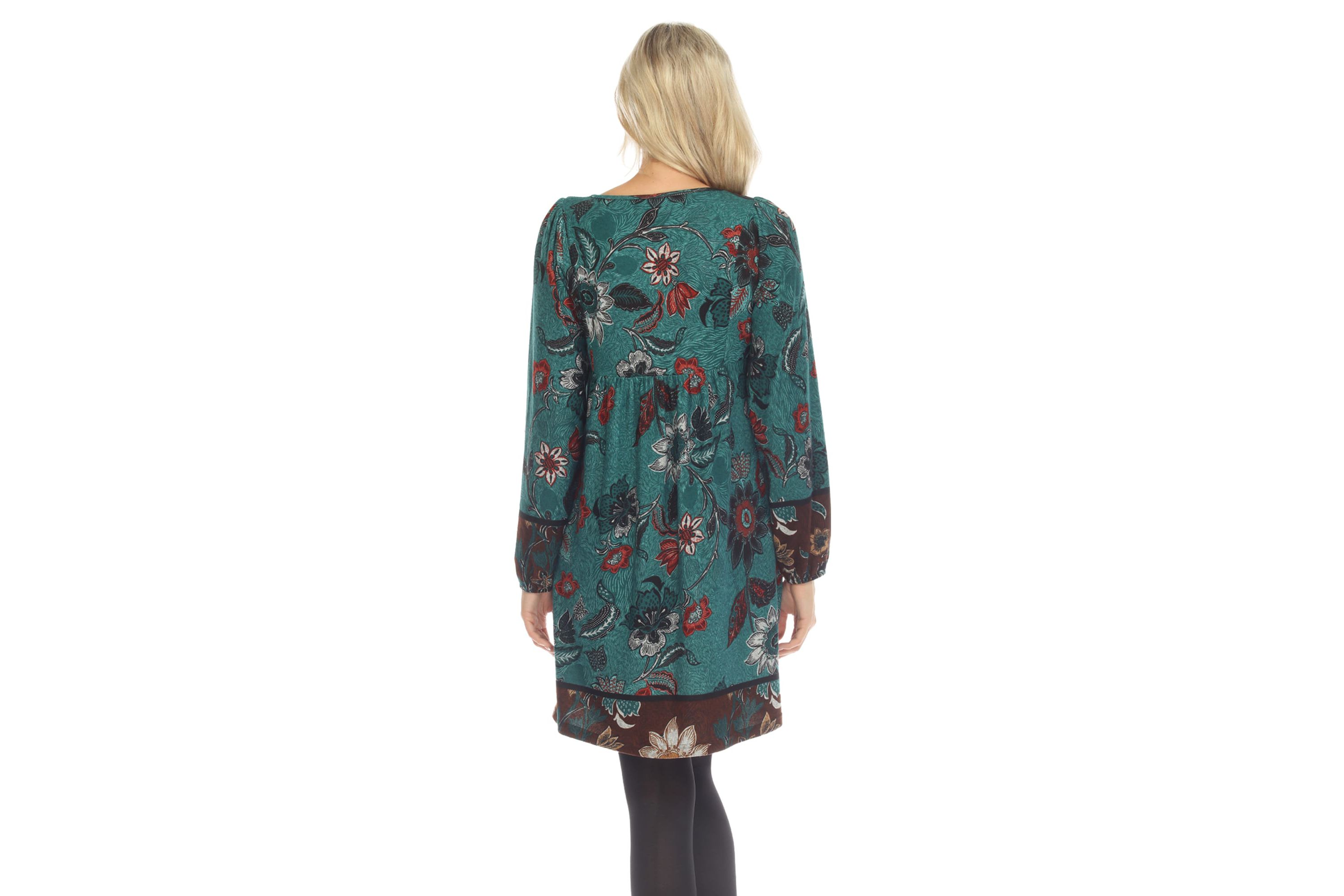 Womens Paisley Floral Embroidered Sweater Dress