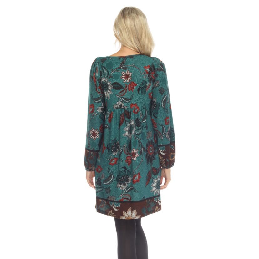 Womens Paisley Floral Embroidered Sweater Dress
