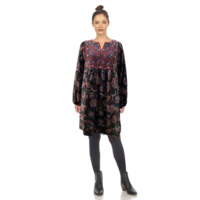 Women's Paisley Floral Embroidered Sweater Dress