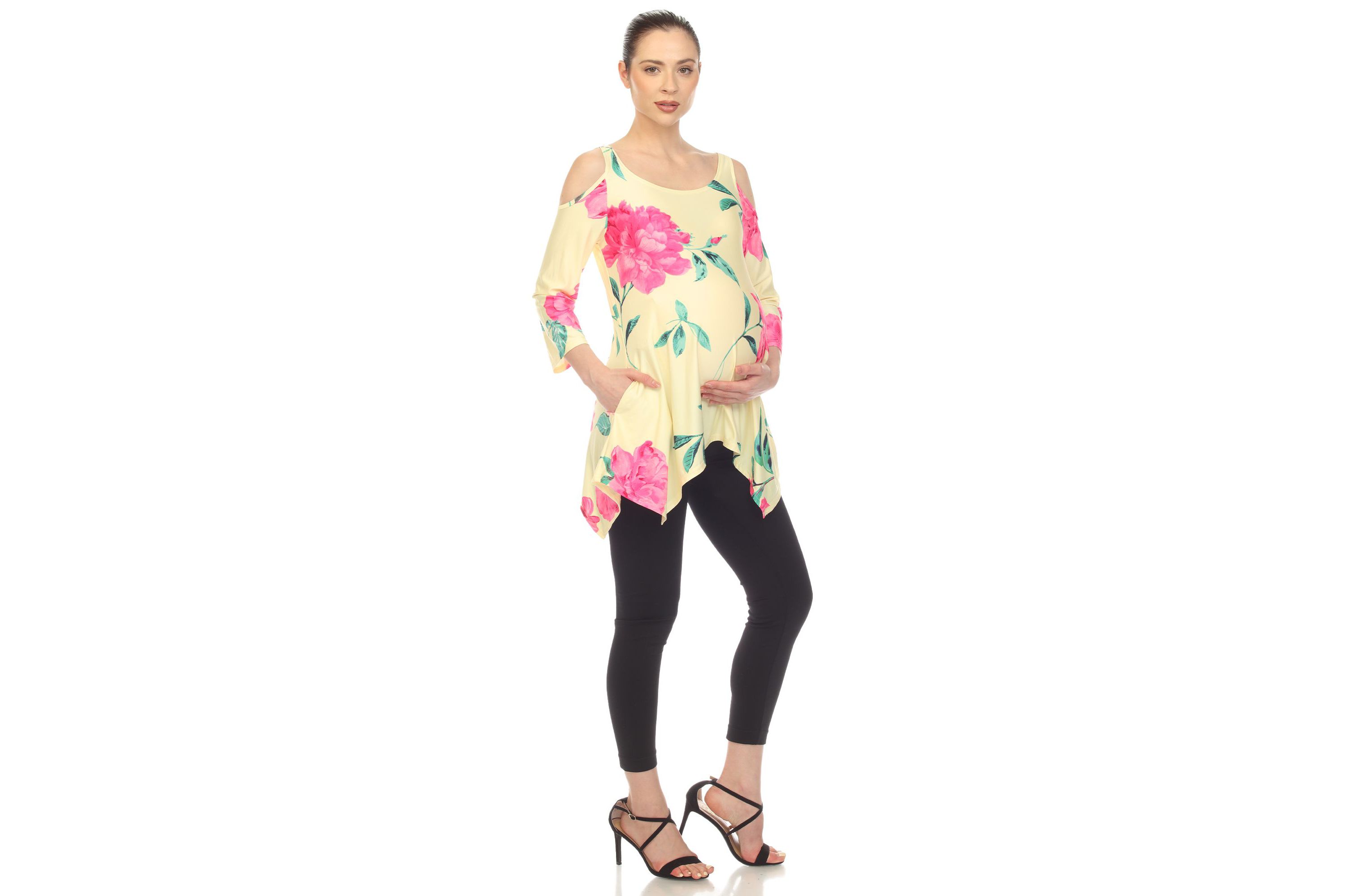 Maternity Floral Printed Cold Shoulder Tunic