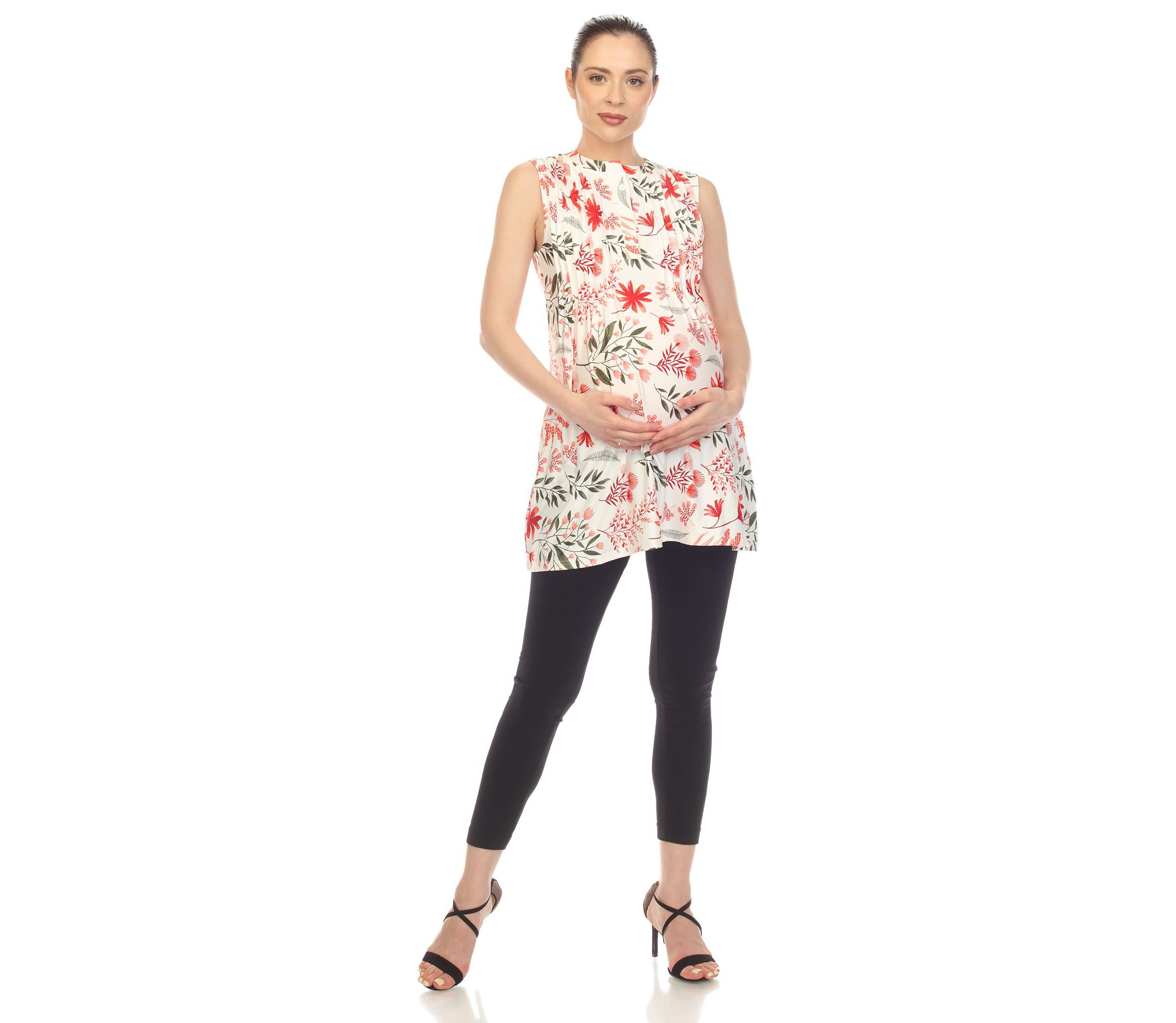 Maternity Floral Sleeveless Tunic Top