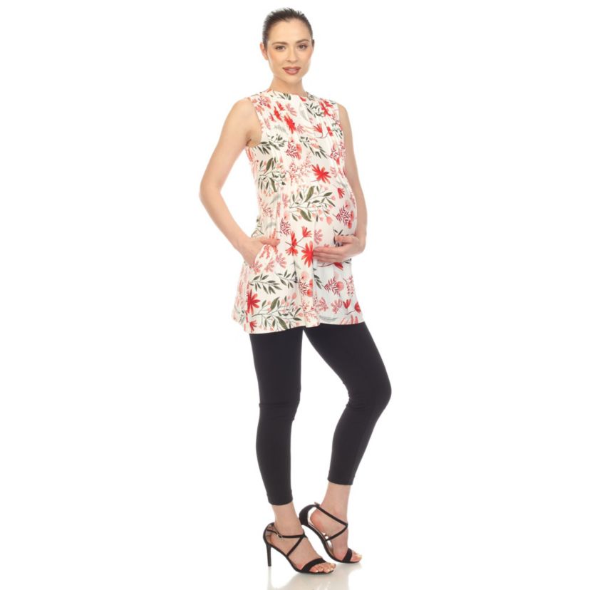 Maternity Floral Sleeveless Tunic Top