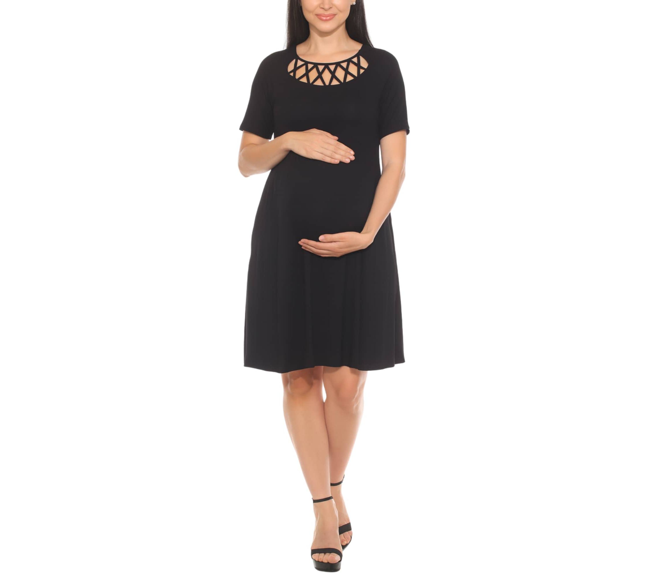 Crisscross Neckline Maternity Dress with Pockets