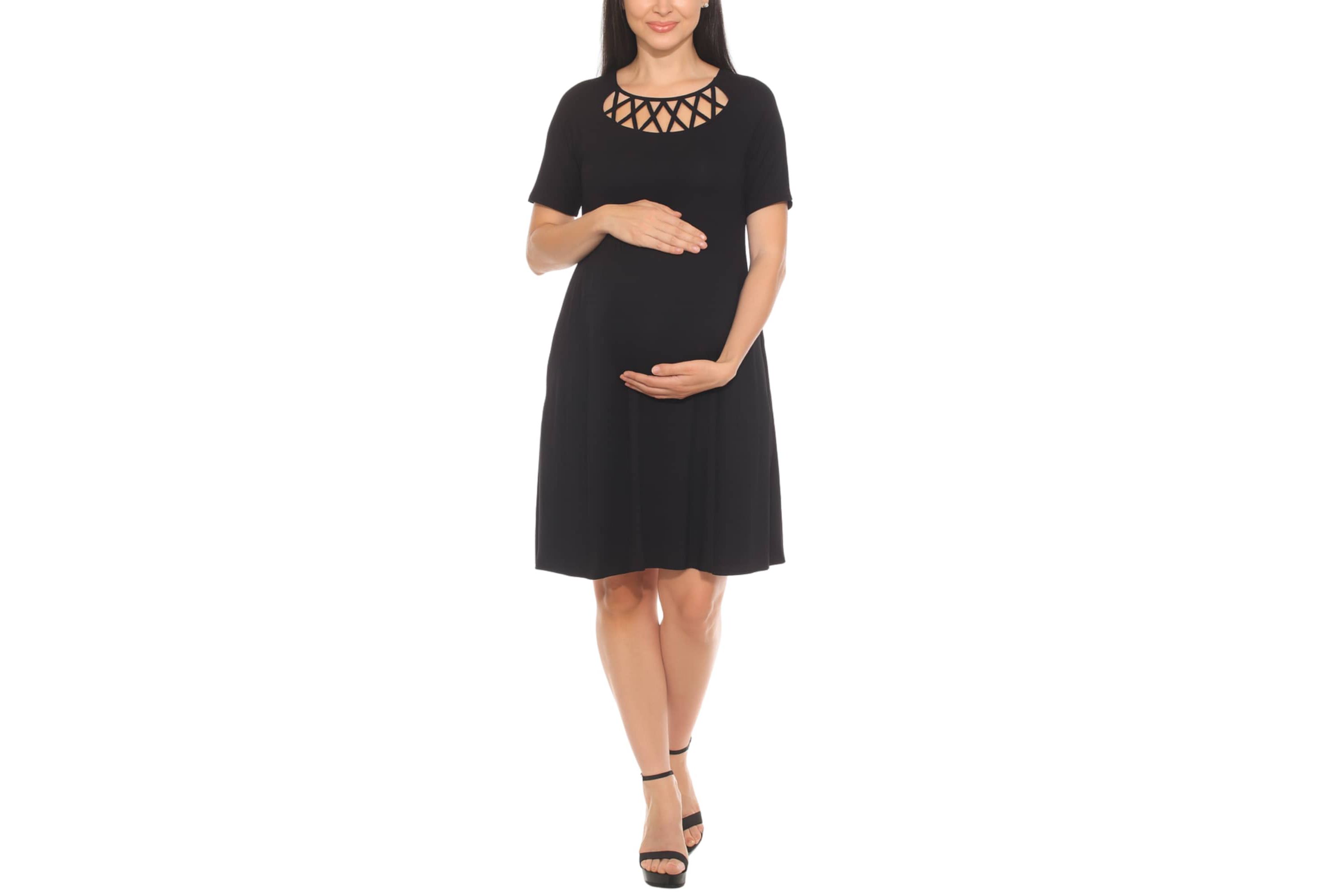 Crisscross Neckline Maternity Dress with Pockets