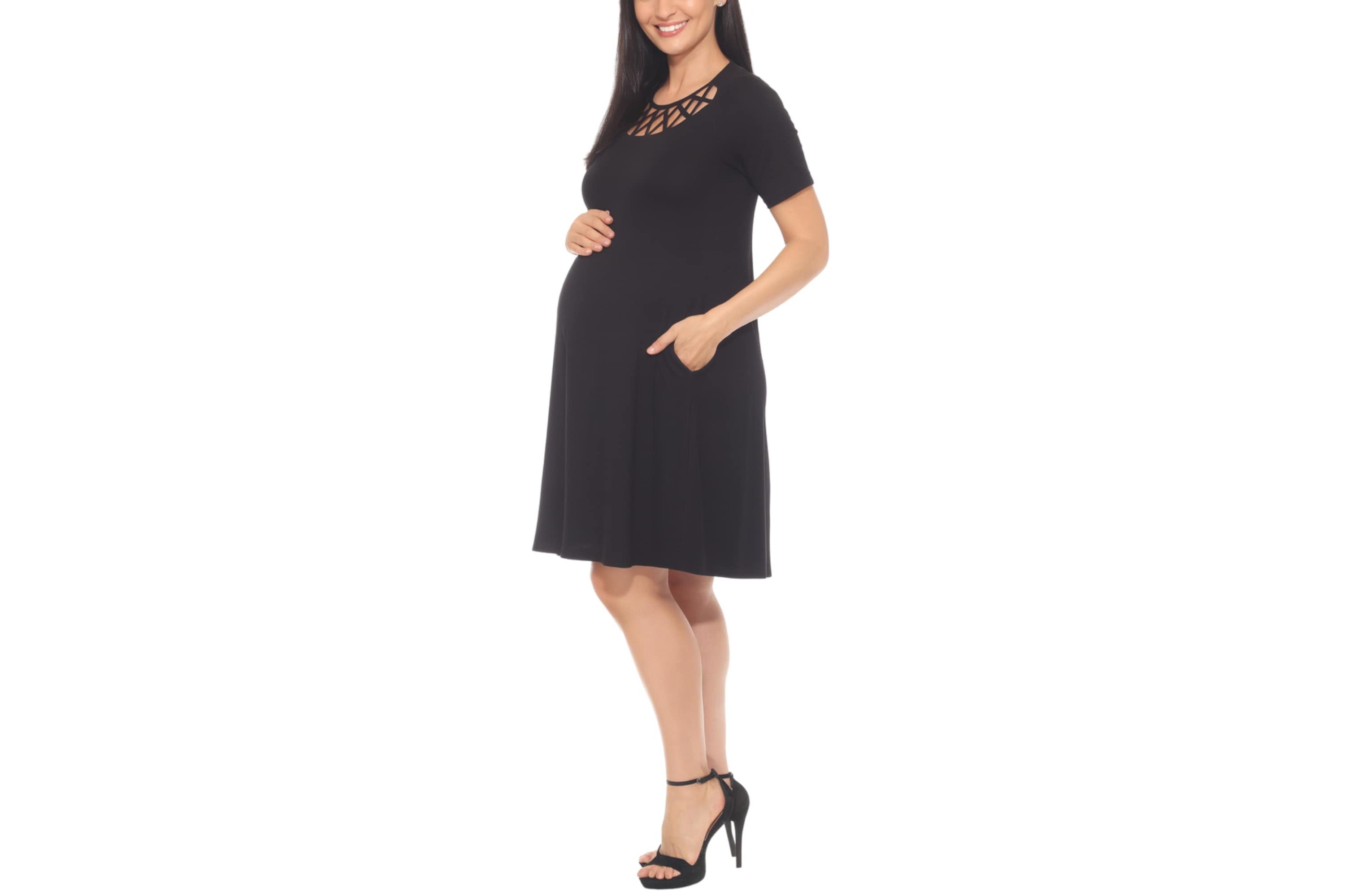 Crisscross Neckline Maternity Dress with Pockets