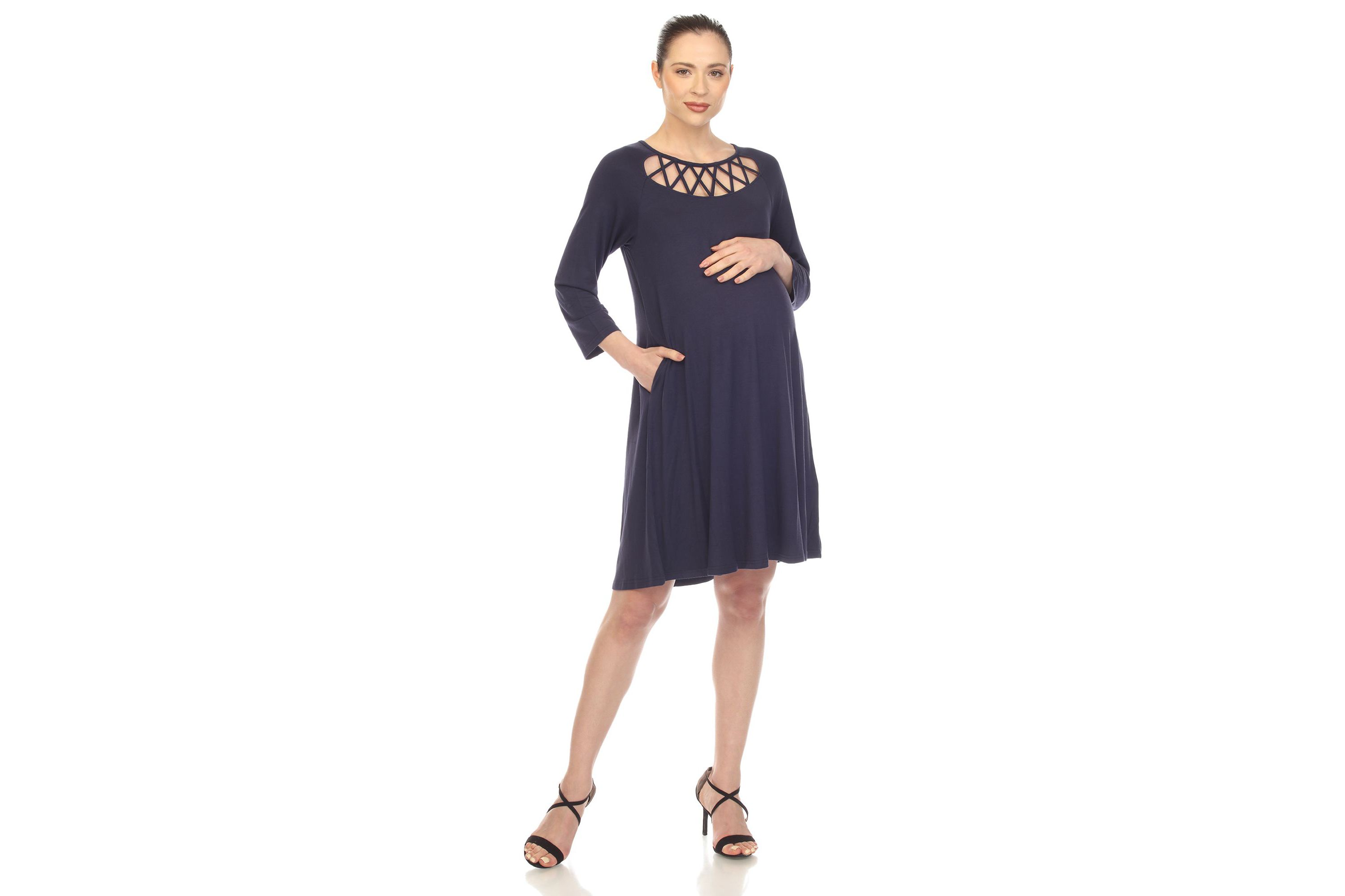 Maternity CrissCross Neckline Swing Dress