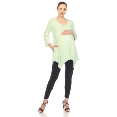 White Mark Women's Maternity Empire Cut V-Neck Tunic Top