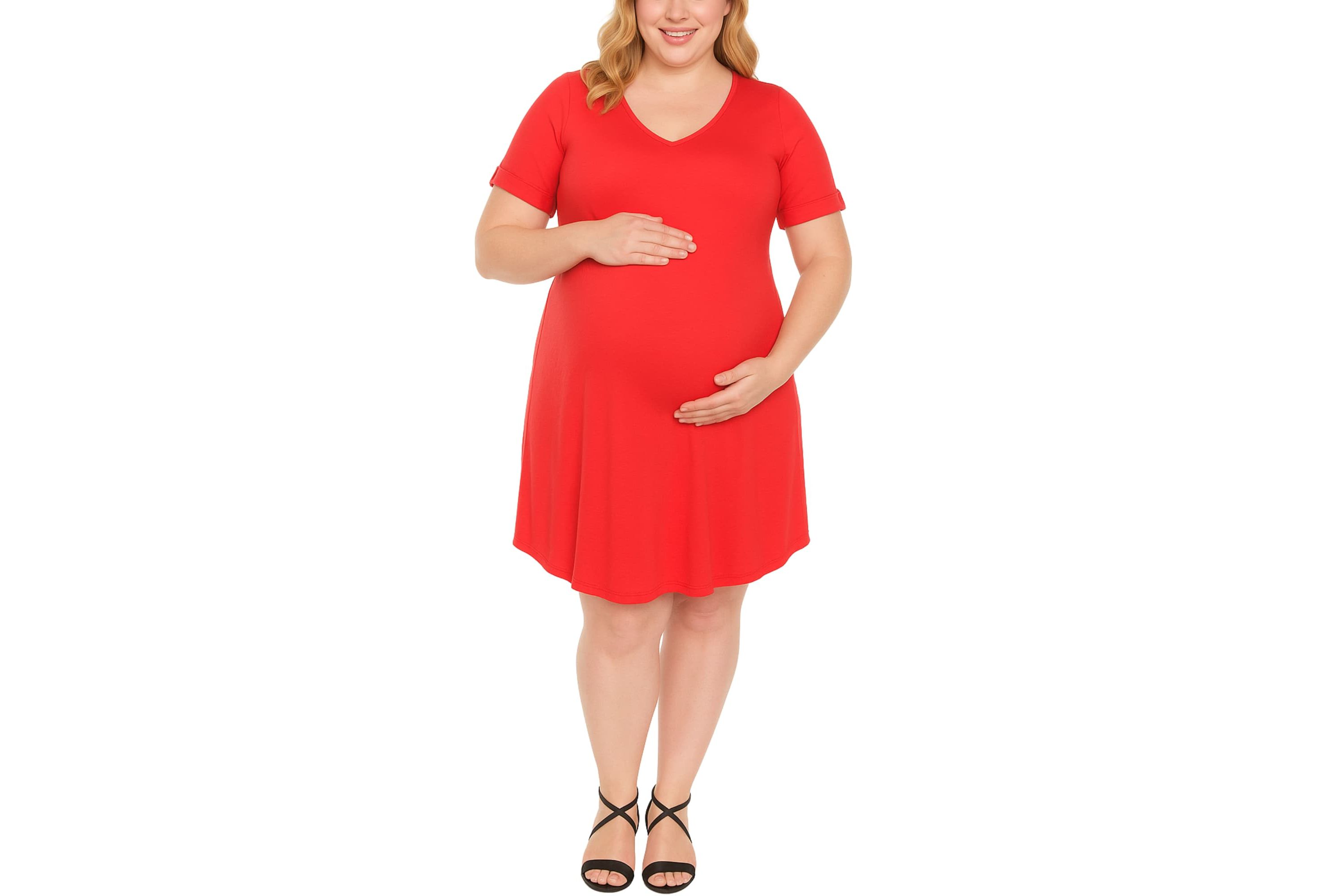 V-Neck Maternity Swing Dress