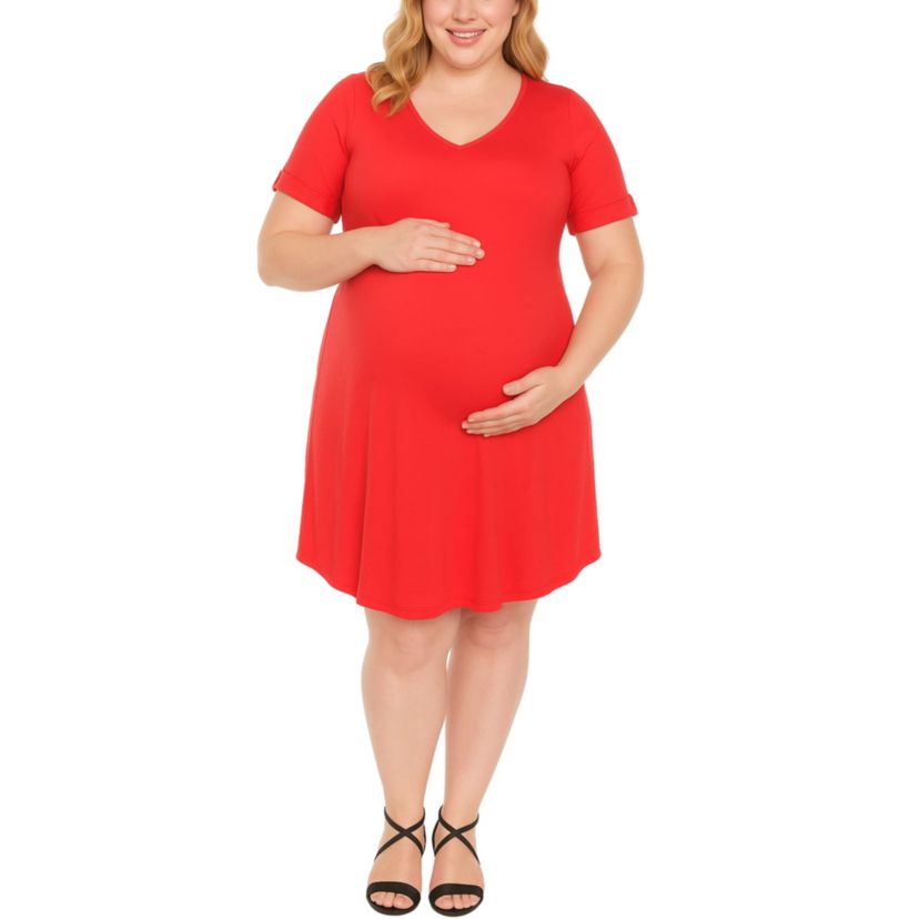V-Neck Maternity Swing Dress