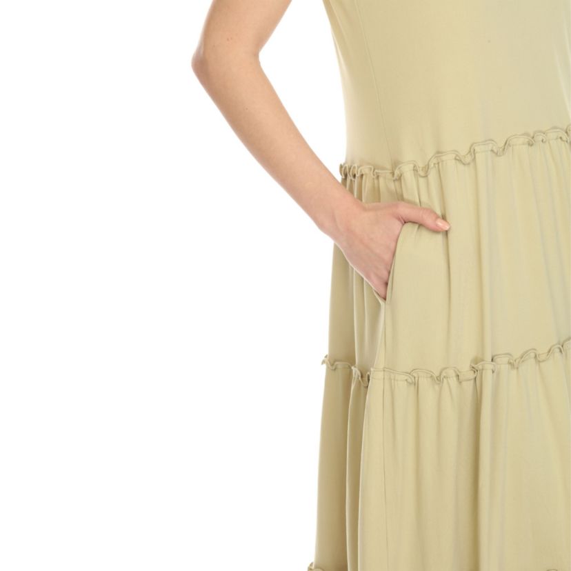 Maternity Scoop Neck Tiered Midi Dress